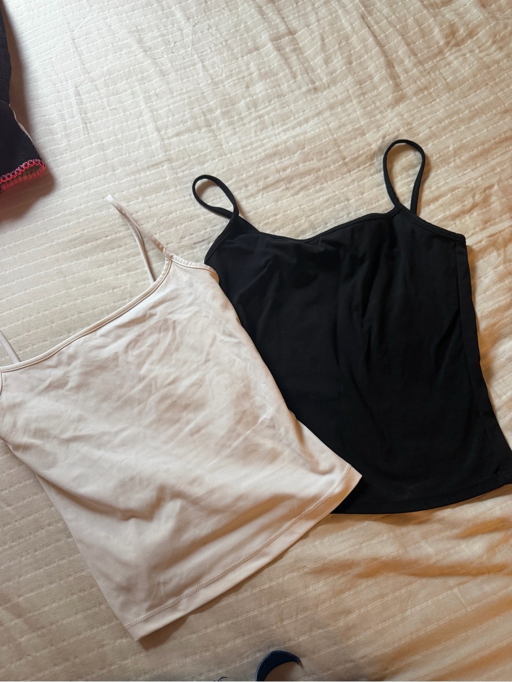GARAGE Basic Spaghetti Strap Tank Tops in Black and Light Pink